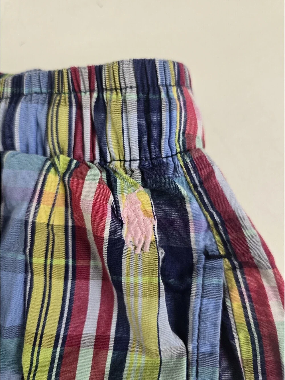 Polo Ralph Lauren Men’s Plaid Cotton Sleep Shorts Size Large Pink Pony Logo